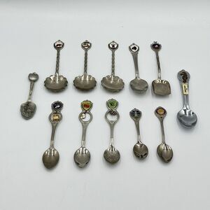 Lot of 12 Collector Souvenir Spoons US Vegas, GA, Key Largo, TX, CA, FL, Jekyll